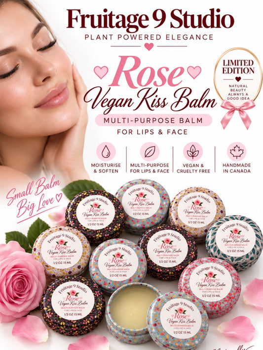 Rose Vegan KIss Balm by f9s Multipurpose Balm Limited Edition  Fruitage 9 Studio
