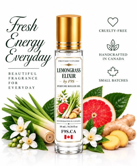 Lemongrass Elixir by f9s Luxury Perfume Roller Oil  Fruitage 9 Studio
