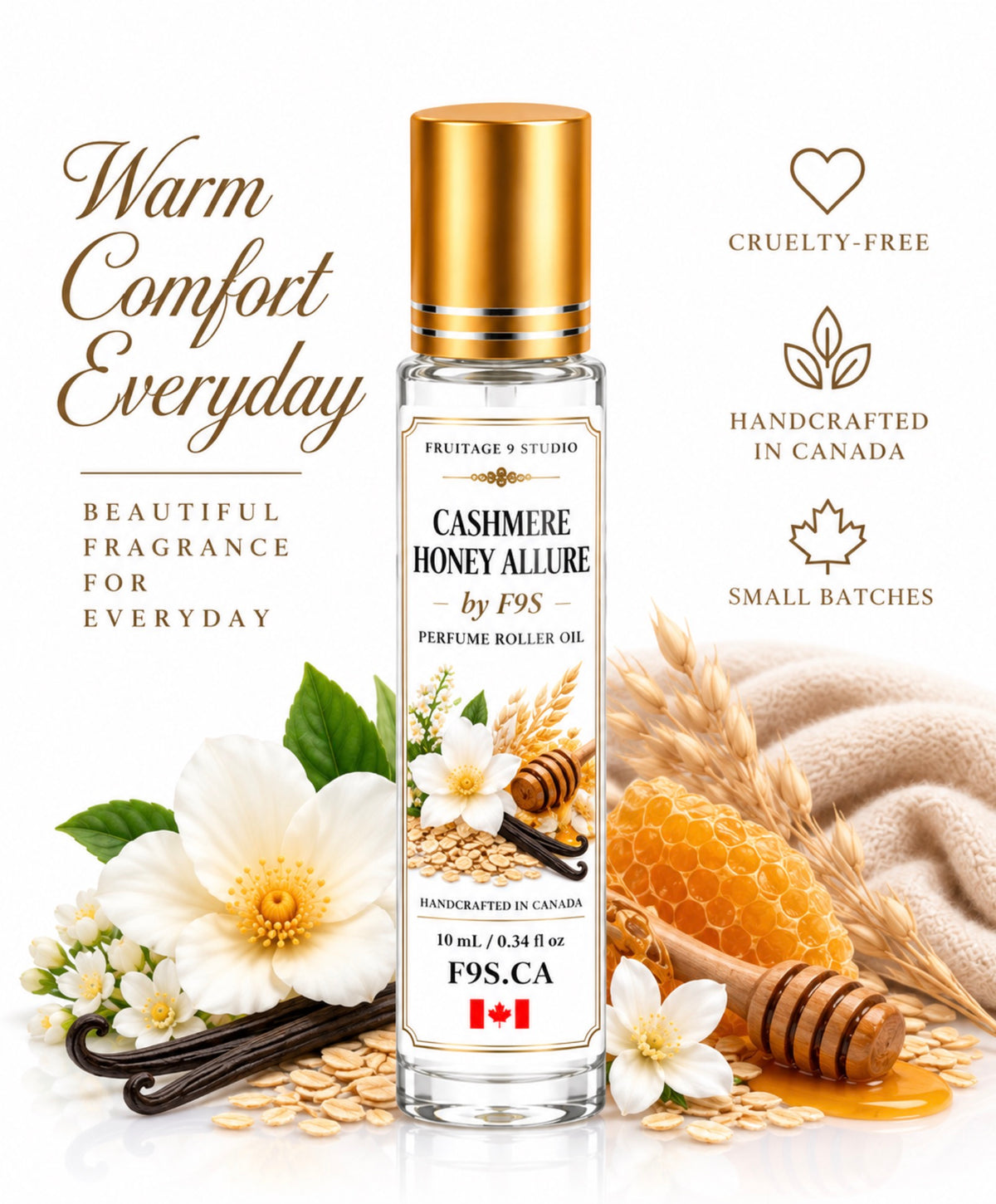 Cashmere Honey Allure by f9s Perfume Roller Oil  Fruitage 9 Studio