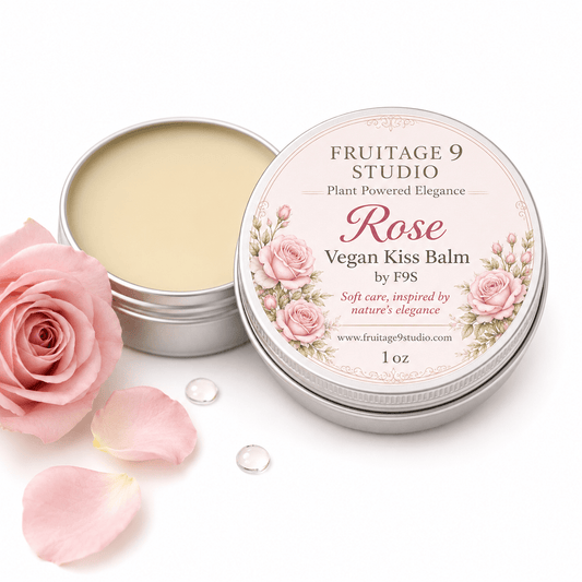 Rose Vegan Kiss Balm by f9s - multi-purpose balm for lips & face - Fruitage 9 Studio