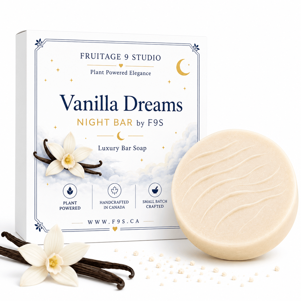 Vanilla Dreams Night Bar by F9S Luxury Plant Based Creamy Soap 2 for $15 - Fruitage 9 Studio